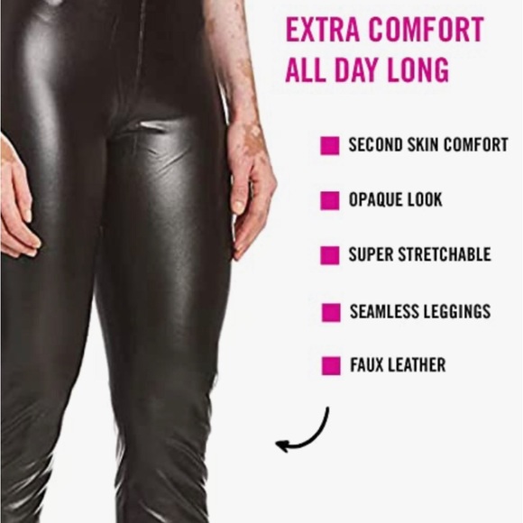 Hue Womens Sleek Effect High Waist Leggings size XL vegan leather-look. - Picture 5 of 9